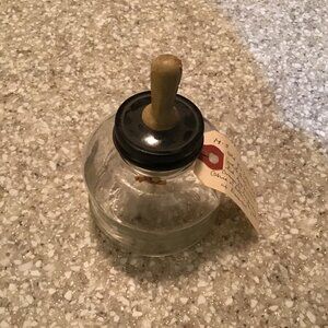 Vintage Glass Glue Bottle - American Crayon Co. Sandusky Ohio - Antique Glue Jar
